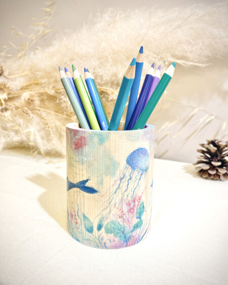 Pot &agrave; crayons &laquo;&nbsp;Ambiance Marine&nbsp;&raquo; *disponible - 28�*